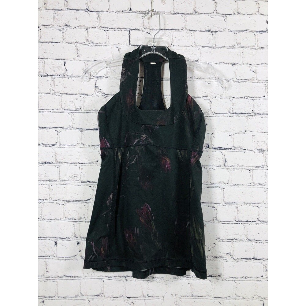 Lululemon Women's Floral Racerback Tank Top with Built-in Bra fits Size 8